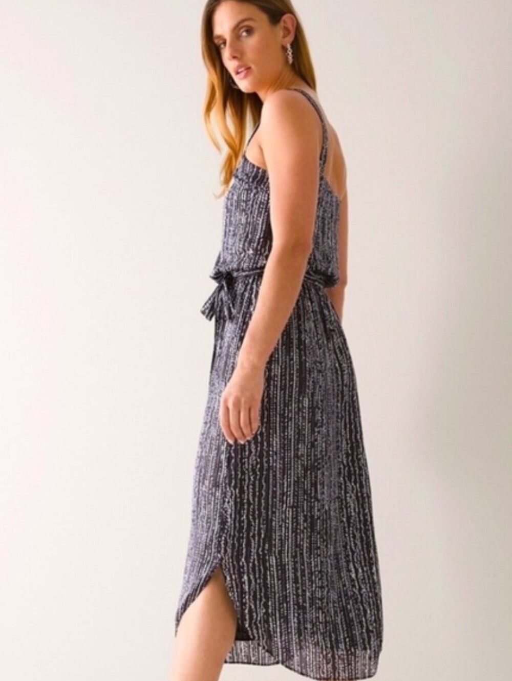 NEW! White House Black Market Belted Midi Dress Size L - Picture 2 of 7